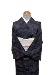 裄長め 単衣 スモーキーな色が可愛い単衣の紬 - メルカリ
