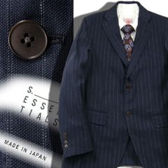 【新品】 S.ESSENTIALS ／ エス エッセンシャルズ　ジャケット 日本製 高級 リネン オックス 麻 シルク 絹 綿 背抜き 清涼 ストライプ ビジネスジャケット 紺 ネイビー 三陽商会 ｜ 春夏