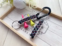 パラコード✶ゴルフティーホルダー✶ミニタイプ✶2重リング付✶カラビナ色変更可