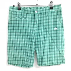 【美品】アディダス ショートパンツ ミントグリーン×黒 チェック ストレッチ レディース M/M ゴルフウェア サンプル品 adidas