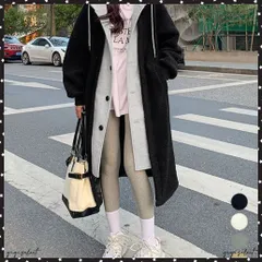 ボアロングパーカーレイヤード風ボアコート 軽いフード付きボアジャケット 体型カバー 羽織り ゆったり ドロップショルダー 長袖アウター 秋冬服 カジュアル部屋着 ゆるシルエット羽織 韓国風コート着やせ おしゃれストリート