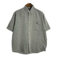 90年代 Polo by Ralph Lauren ポロ ラルフローレン BLAKE 半袖シャツ チェック グリーン(メンズ L)中古 古着 U2764