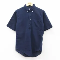 M/古着 半袖 シャツ メンズ 90s コットン ボタンダウン 紺 ネイビー 25jun18 中古 トップス