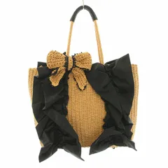 トゥービーシック TO BE CHIC かごバッグ カゴバッグ ハンドバッグ フリル リボン 装飾 切替 ベージュ 黒 ブラック /BBのサムネイル