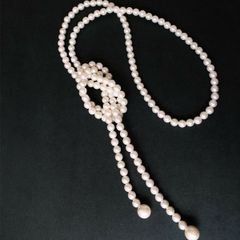 パールロングネックレス アクセサリー ジュエリー ネックレス ラリエット 結び目  日本製 パールネックレス