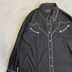 【White Horse】ホワイトホース　ウエスタンシャツ　ブラック　状態良好　大きめサイズ　スナップボタン