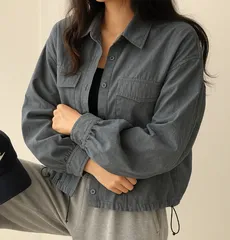 秋冬 コーデュロイ シャツジャケット レディース メンズ兼用 ブラウン 体型カバー ゆったり ショート丈 羽織り アウター 長袖 カジュアル 韓国風 ストリート きれいめ 秋コーデ トップス [1150]