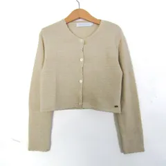 タルティーヌエショコラ カーディガン トップス 長袖 クルーネック ラメ キッズ 女の子用 130サイズ ベージュ Tartine et Chocolat 【中古】