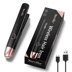 Terviiixヘアアイロン コードレス USB充電式ヘアアイロン 4500mAh 持ち運びミニヘアアイロン ストレート&カール 2way 前髪用 190/220℃ 二段階温度設定 15mmプレート 軽量ストレートアイロン ミニ 収納袋＆日本語説明書付き