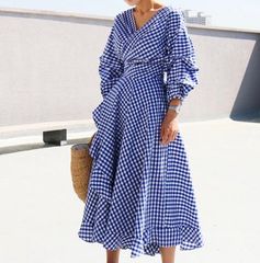 リゾートワンピース チェックワンピース 大きいサイズ 新品 夏 ギンガムチェック