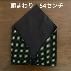ハンドメイド三角巾☆54センチ　カーキ水玉／カーキ無地