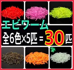 エビワーム　全6色×各色5匹　合計30匹セットのサムネイル