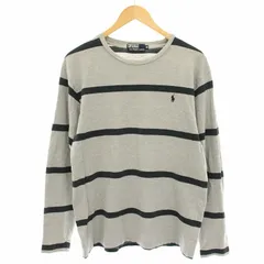 ポロ バイ ラルフローレン Polo by Ralph Lauren カットソー Tシャツ 長袖 ボーダー スモールポニー M グレー 黒 ブラック KK-RL-KA-3901 /HN ■GY14のサムネイル