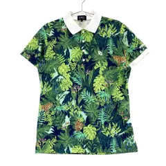 サイズ：4 PEARLY GATES パーリーゲイツ  バックロゴ刺繍 半袖ポロシャツ 総柄 グリーン系 [240101520599] ゴルフウェア メンズ ストスト