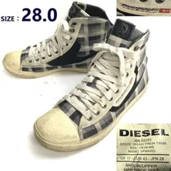 DIESEL/ディーゼル★ハイカットスニーカー/ショートブーツ【size:28.0/黒×白/black×white】チェック柄/Boots/Shoes◆bWB92-31<sale>