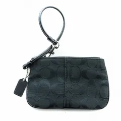 コーチ COACH リストレット ポーチ 小物入れ キャンバス レザー シグネチャー 黒 ブラック ■GY18 /MQ