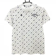 【美品】ルコックゴルフ 半袖ハイネックシャツ 白×ベージュ×黒 総柄  レディース L ゴルフウェア 2023年モデル le coq sportif