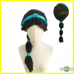 アラジンのジャスミン風 ウィッグ キッズ女の子100 120 130 140 150 ディズニー　黒ブラック　かつら　カツラ Dハロ コスプレ子供プリンセス