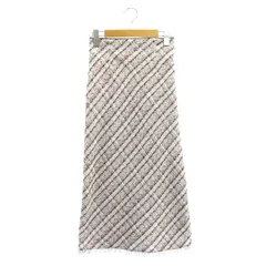 アプワイザーリッシェ Apuweiser-riche 22SS ツイード スカート ロング 台形 スリット フリンジ 0 白 ホワイト /MY ■OS