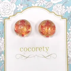 【福祉施設制作】癸（みずのと）作　ピアス　「紅葉の葉（a）」　NO.4437　P