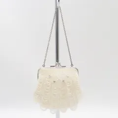 パーティバッグ ビーズ ラインストーン スパンコール ホワイト シルバー金具 がま口 レディースバッグ KRH 2000000 NSK