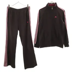 adidas アディダス 長袖 ジャージジャケット 上下 セットアップ L ブラウン レディース 古着