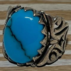 リング 指輪 ターコイズ シルバー 925 SILVER 925 刻印 約25号 インディアンジュエリー インディアン アクセサリー ビンテージ 50s ~ 60s 70s 80s 90S 天然石 メンズ 一点物 アンティーク 2502 19800 p10