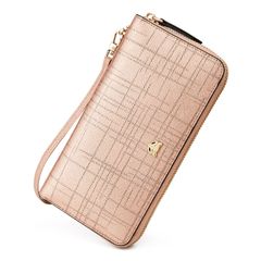 【特価商品】プレゼント ラウンドファスナー スキミング防止 rfid スマホ入れ お札入れ 専用ケース付き（ローズゴールド） 小銭入れ カード入れ 牛革 長財布 2つ折り レディース 財布 [FOXLOVER]