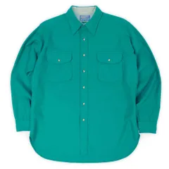 ペンドルトン PENDLETON 70s 70年代 ウール ワークシャツ 無地 珍品 旧タグ MADE IN USA アメリカ製 ヴィンテージ 大きめサイズ 古着 メンズ シャツ グリーン / 緑 L【中古】