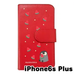 【新品未使用】iPhone6 Plus / 6s Plus アイフォン6sプラス スマホケース 手帳型 (色：レッド×柄：ペンギンとスイカ)moimoikka ペンギン 動物 flip2-iphone6splus-rd-20139
