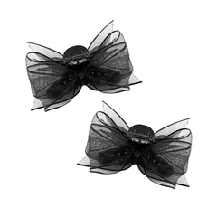 [Lapimou] ヘアクリップ バンスクリップ バレッタ バタフライクリップ 髪留め 跡がつかない 髪飾り リボン結び 小さめ ミニ リボン 黒 シンプル ニュアンス 人気 韓国 おしゃれ かわいい 浴衣 普段使い オフィス (ブラック) [ブラック]