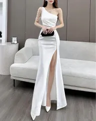 ワンショルダー ホステス ロングドレス スリット キャバドレス パーティードレス