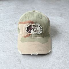 90~00s Bass Pro Shops  Camouflage crash 6panel Cap バスプロショップス 迷彩 カモフラージュ柄 ダメージ加工 6パネル キャップ デザートカモ