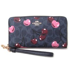 【新品 未使用】コーチ 財布 COACH アウトレット シグネチャー 長財布 さくらんぼ柄 ジップアラウンド CZ328 IMDEI
