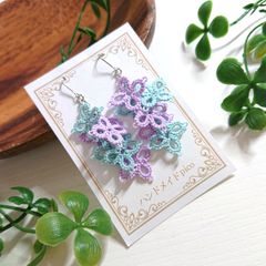小花のしゃららんピアス（イヤリング）紫陽花カラー