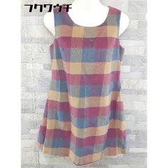 ◇ rienda リエンダ チェック ノースリーブ ミニ チュニック ワンピース サイズM ブルー キャメル ボルドー レディース 【中古】 【1103090023870】