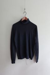 John Smedley タートルネック 長袖 コットンニット イギリス製 プルオーバー ネイビー M