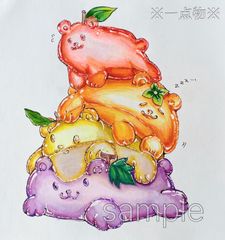 【原画】『季節のぷるぷるくまゼリー』手描きイラスト　オリジナル