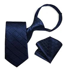 ブルー格子_Free Size DiBanGu 子供用ネクタイ ブルー格子 着脱簡単 フォーマル ネクタイセット メンズ入学式 卒業式 洗濯