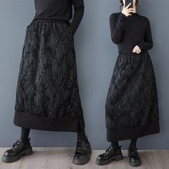 春 デザイン 刺繍 ゆったり 半身スカート