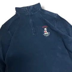 ディズニー ミッキー刺繍 ハーフジップスウェット M