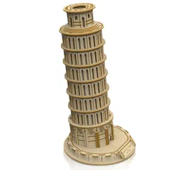 【特価商品】Hallisun 3D木製パズル - ピサの斜塔 イタリア | ウッドモデル 建物 ビルディング 立体パズル クラフト 趣味 おもちゃ 手芸 DIY 機械式 組み立てキット | 大人 子供14＋ 向き クリスマス バレンタインデー ヴィンテージ 装