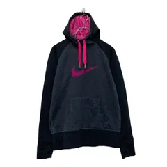 NIKE ロゴ スウェット パーカー ナイキ M ブラック ラグラン レディース 古着卸 アメリカ仕入 a606-6557