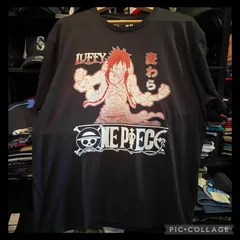 ONE PIECE Logo With Luffy Straw Hat Kanji T-Shirt Black Lサイズ