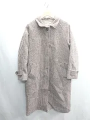 ■ ⊇ GLOBALWORK チェック柄 長袖 ステンカラーコート サイズF ブラウン レディース E  【1409240024446】