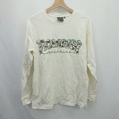 ◇ ⊇ THRASHER スラッシャー ブランドプリント 長袖 丸首プリント長袖Tシャツ サイズM ホワイト系 メンズ E  【1508060025333】