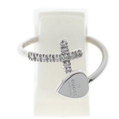 グッチ / GUCCI　リング　K18WG　ダイヤモンド 12P　# 9　ハート・クロスモチーフ 【中古】 商品番号 A-157968