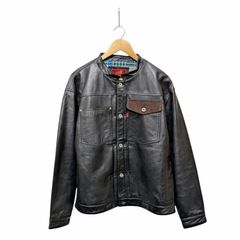 Indian Motorcycle インディアンモーターサイクル ノーカラーレザージャケット シングル ブラック ※品質表記なし