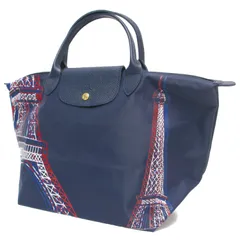LONGCHAMP ロンシャン バッグ トート カバン ネイビー 紺 M トップハンドル エッフェル塔 柄 ナイロン パリ限定 ル プリアージュ A4 通勤 きれいめ 軽量 楽ちんのサムネイル