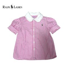 1513◯ RALPH LAUREN 半袖シャツ　26M ピンク　ストライプ